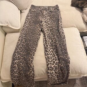 Chic Leopard Print Wide Leg Jeans